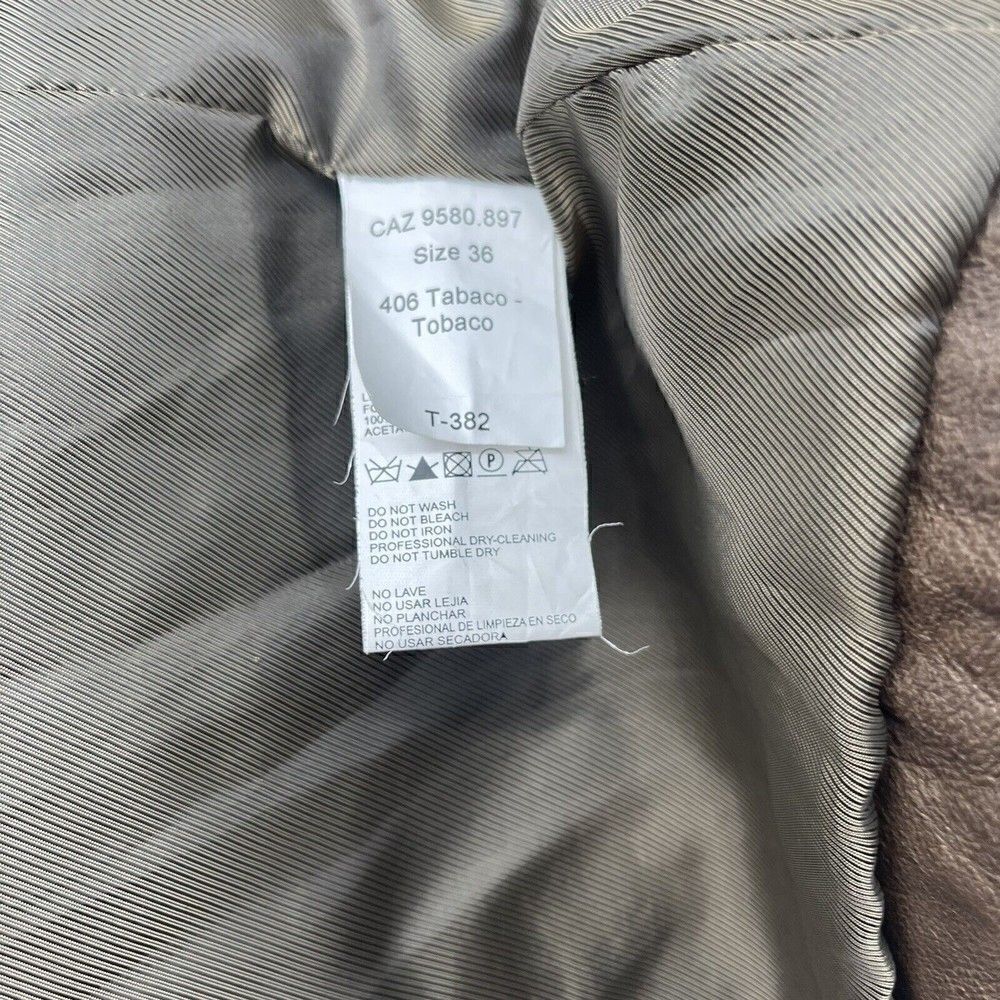 Hoss Intropia Designer LAMB LEATHER brown biker jacket EU 36 bomber - Picture 7 of 10